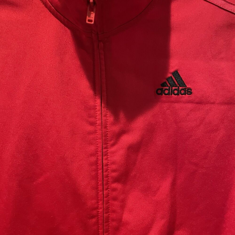 Boys Kids Red Black Adidas Zippered Sweater Size Large 14 16 - Picture 2 of 6